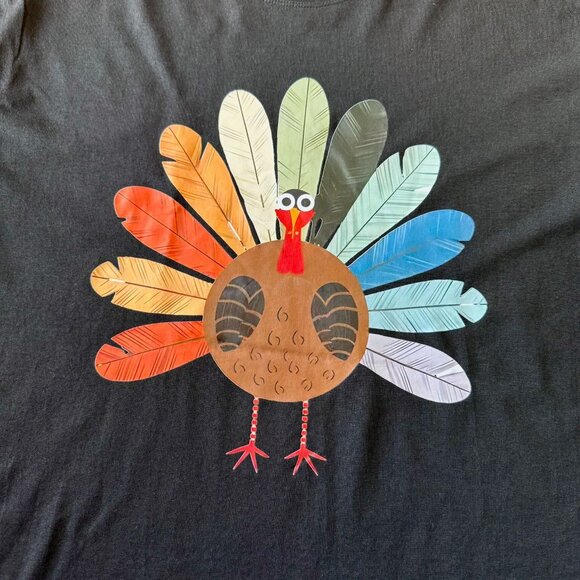 Thanksgiving Turkey T Shirt Size XL Black Cotton Fall Holiday Graphic Top Autumn - Picture 5 of 11